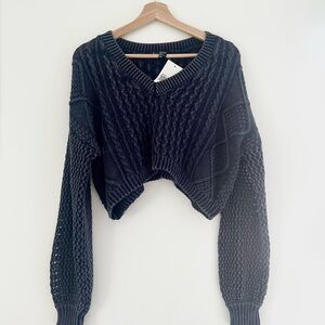 NWT Forever 21 Navy Cropped Sweater